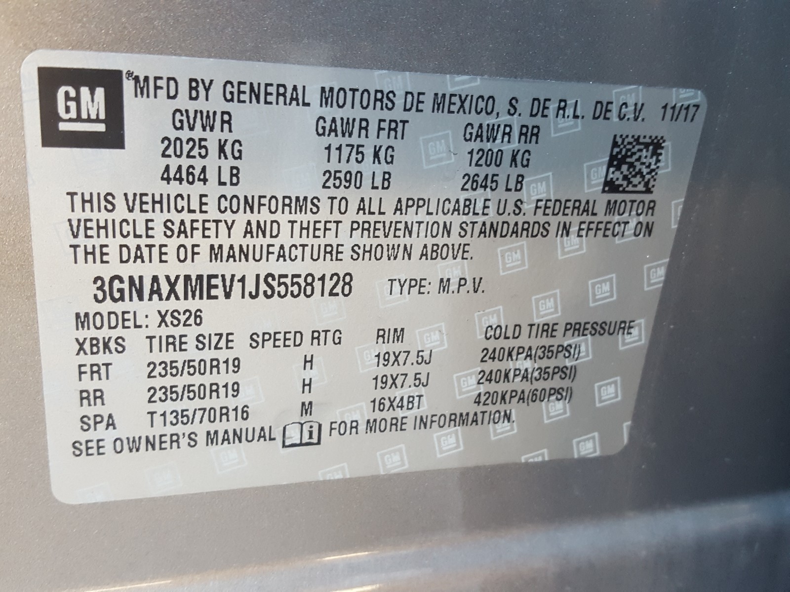 Photo 9 VIN: 3GNAXMEV1JS558128 - CHEVROLET EQUINOX PR 