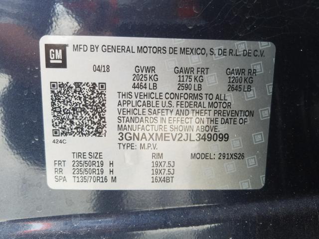 Photo 9 VIN: 3GNAXMEV2JL349099 - CHEVROLET EQUINOX PR 