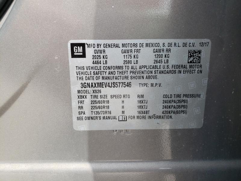 Photo 9 VIN: 3GNAXMEV4JS577546 - CHEVROLET EQUINOX PR 