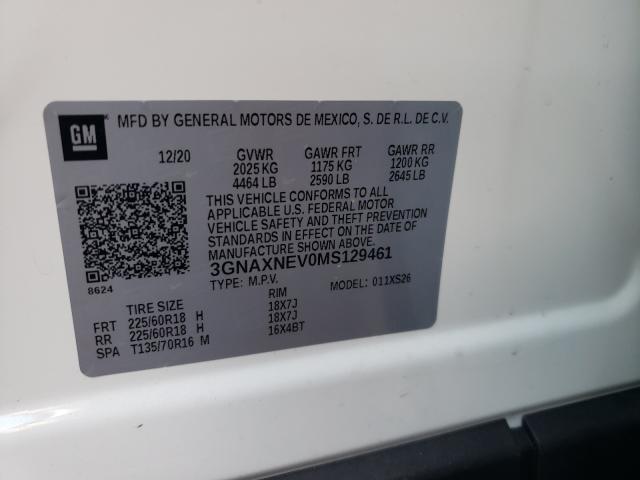 Photo 9 VIN: 3GNAXNEV0MS129461 - CHEVROLET EQUINOX PR 