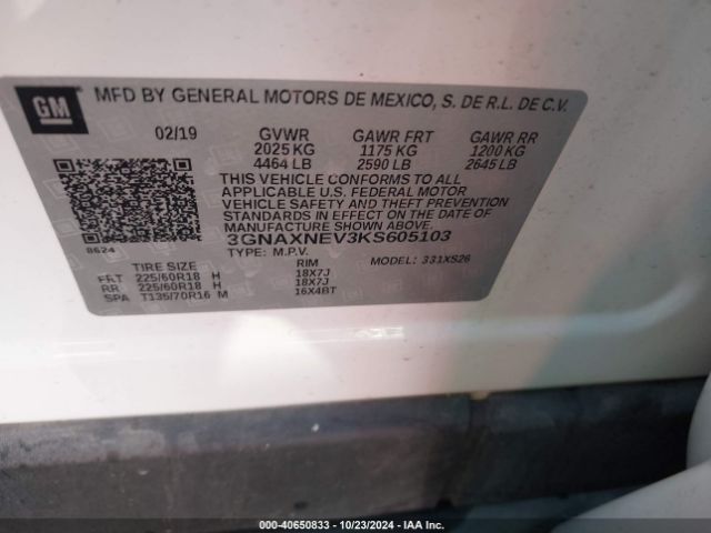 Photo 8 VIN: 3GNAXNEV3KS605103 - CHEVROLET EQUINOX 