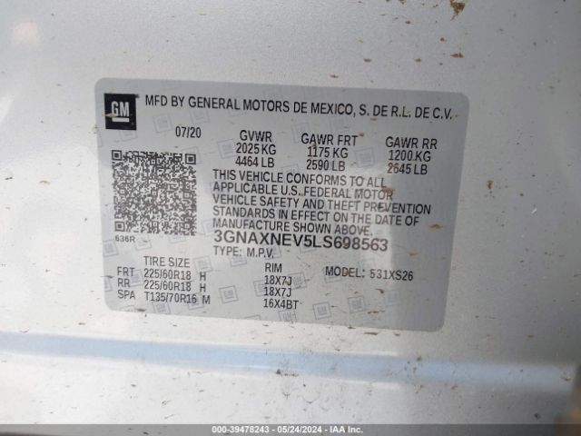 Photo 8 VIN: 3GNAXNEV5LS698563 - CHEVROLET EQUINOX 