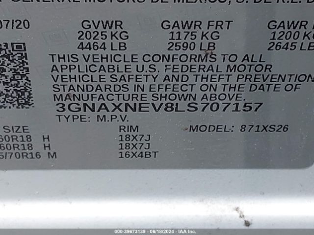 Photo 8 VIN: 3GNAXNEV8LS707157 - CHEVROLET EQUINOX 