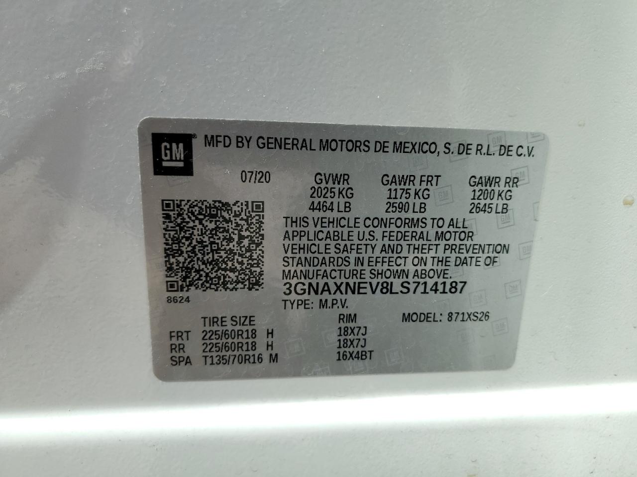 Photo 11 VIN: 3GNAXNEV8LS714187 - CHEVROLET EQUINOX 