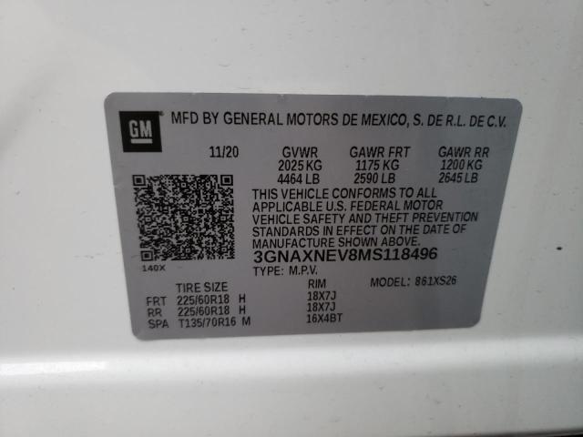 Photo 9 VIN: 3GNAXNEV8MS118496 - CHEVROLET EQUINOX PR 