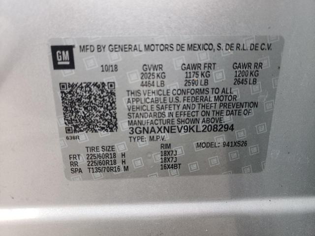 Photo 11 VIN: 3GNAXNEV9KL208294 - CHEVROLET EQUINOX PR 