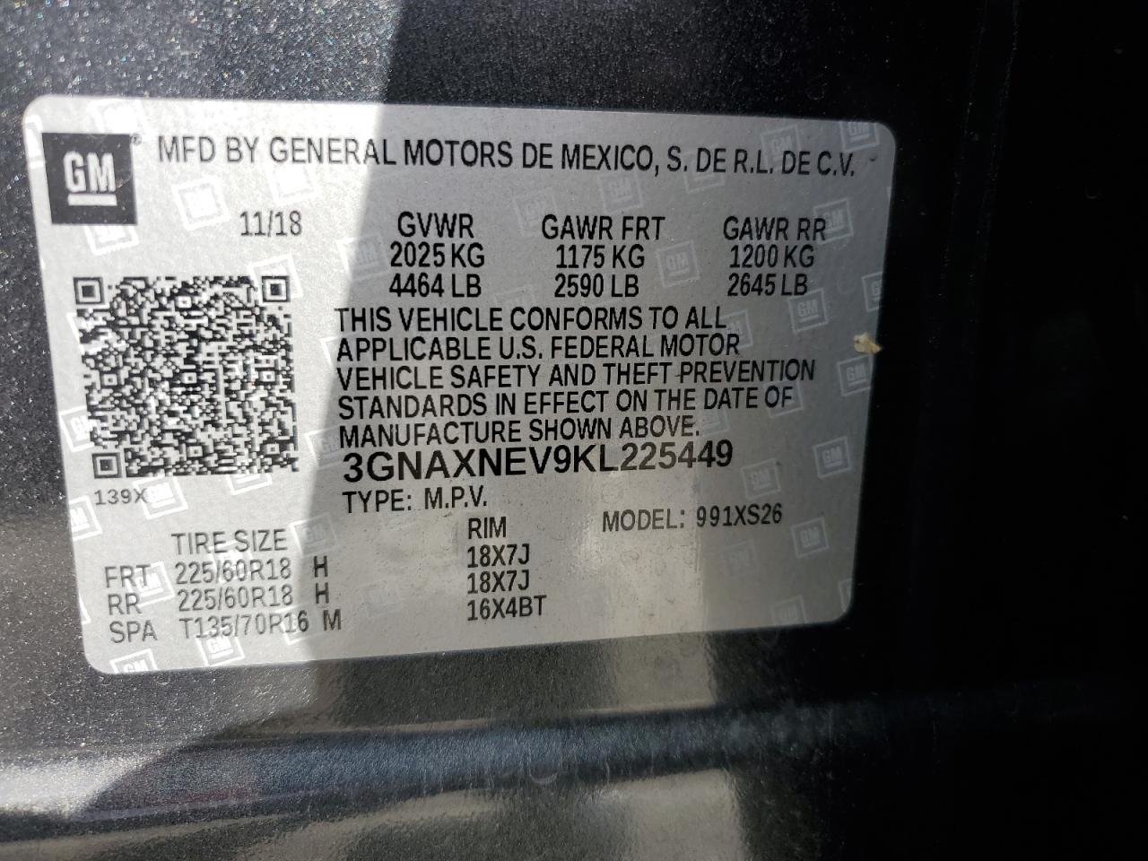 Photo 11 VIN: 3GNAXNEV9KL225449 - CHEVROLET EQUINOX 