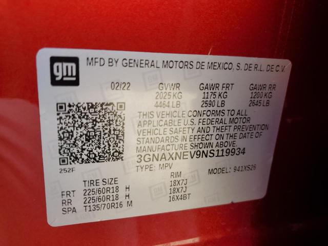 Photo 13 VIN: 3GNAXNEV9NS119934 - CHEVROLET EQUINOX PR 