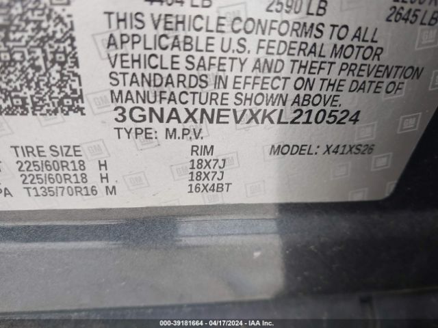 Photo 8 VIN: 3GNAXNEVXKL210524 - CHEVROLET EQUINOX 