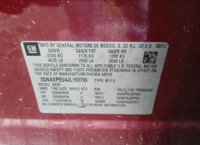 Photo 8 VIN: 3GNAXPEU4JL160799 - CHEVROLET EQUINOX 