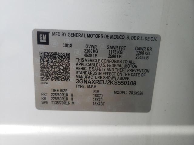 Photo 9 VIN: 3GNAXREU2KS550108 - CHEVROLET EQUINOX PR 