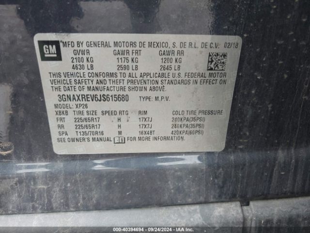 Photo 8 VIN: 3GNAXREV6JS615680 - CHEVROLET EQUINOX 