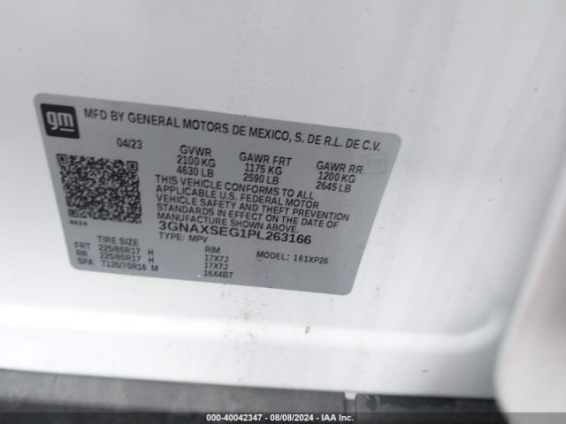 Photo 8 VIN: 3GNAXSEG1PL263166 - CHEVROLET EQUINOX 