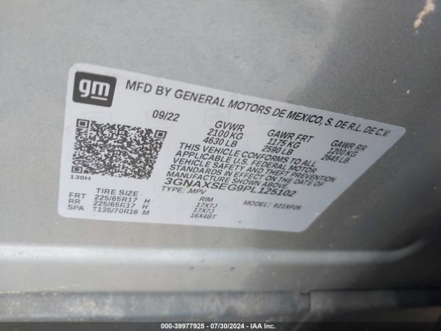 Photo 8 VIN: 3GNAXSEG9PL125102 - CHEVROLET EQUINOX 