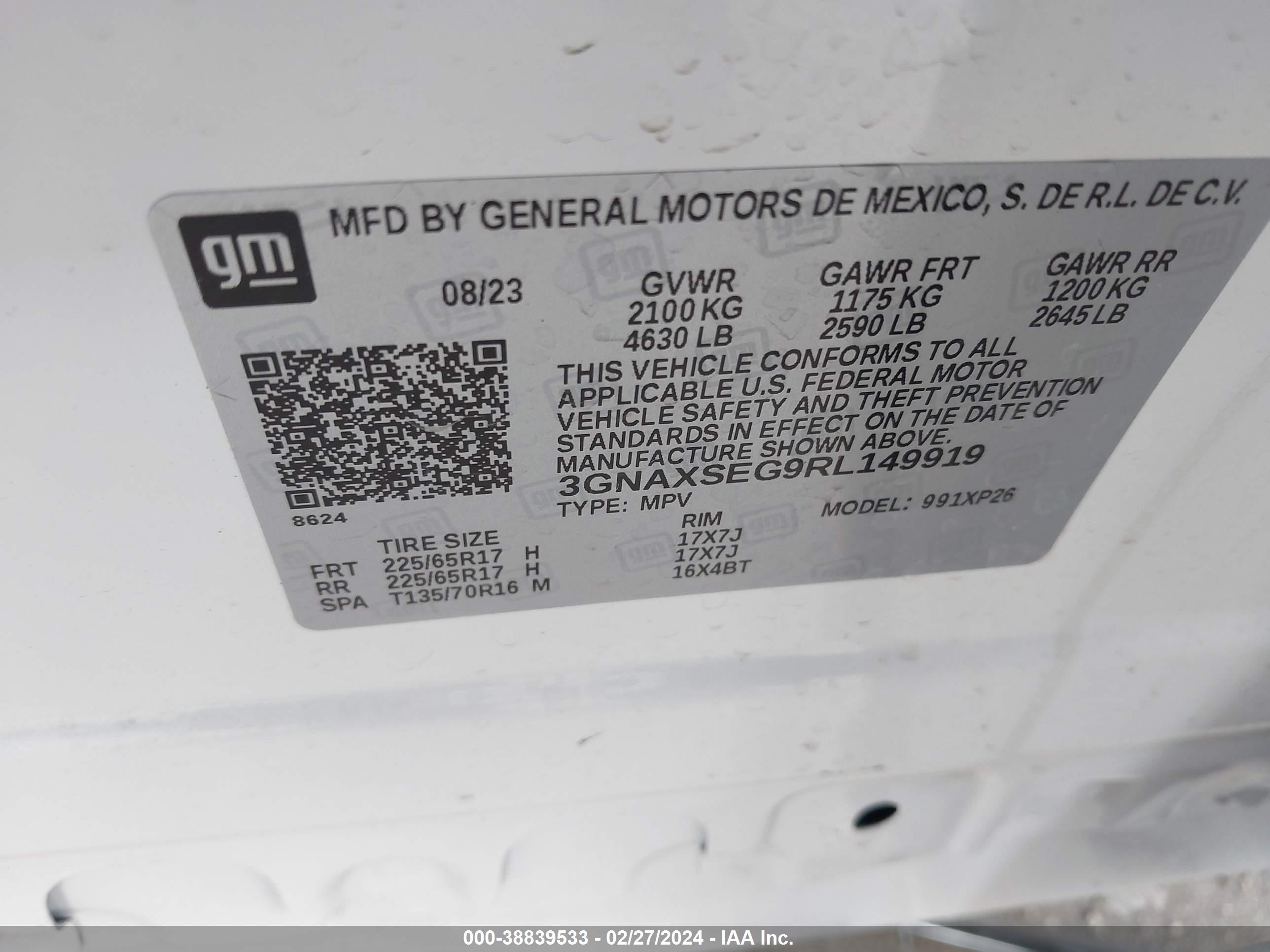 Photo 8 VIN: 3GNAXSEG9RL149919 - CHEVROLET EQUINOX 