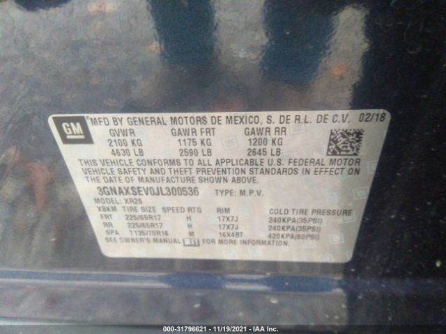 Photo 8 VIN: 3GNAXSEV0JL300536 - CHEVROLET EQUINOX 