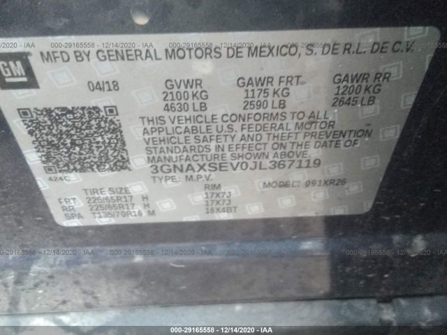 Photo 8 VIN: 3GNAXSEV0JL367119 - CHEVROLET EQUINOX 