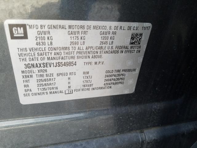 Photo 9 VIN: 3GNAXSEV1JS549854 - CHEVROLET EQUINOX LT 