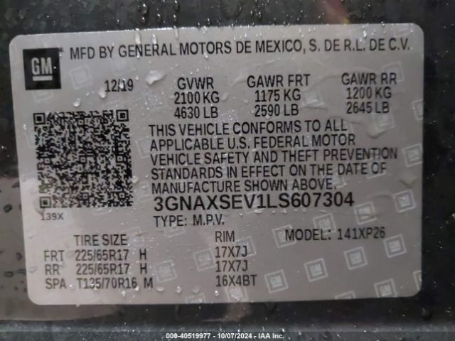 Photo 8 VIN: 3GNAXSEV1LS607304 - CHEVROLET EQUINOX 