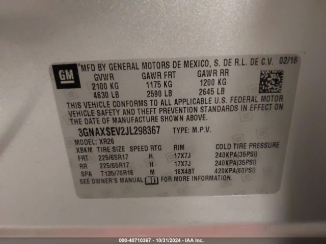 Photo 8 VIN: 3GNAXSEV2JL298367 - CHEVROLET EQUINOX 