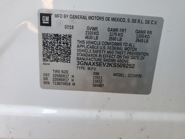 Photo 12 VIN: 3GNAXSEV2KS509252 - CHEVROLET EQUINOX LS 