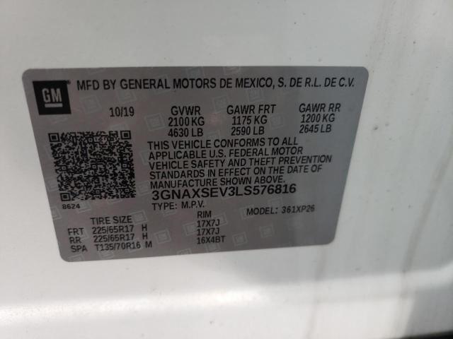 Photo 11 VIN: 3GNAXSEV3LS576816 - CHEVROLET EQUINOX LS 