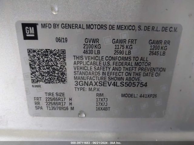 Photo 8 VIN: 3GNAXSEV4LS505754 - CHEVROLET EQUINOX 