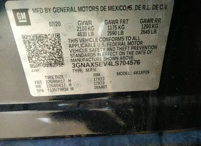 Photo 8 VIN: 3GNAXSEV4LS704576 - CHEVROLET EQUINOX 