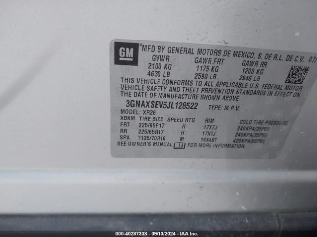 Photo 8 VIN: 3GNAXSEV5JL128522 - CHEVROLET EQUINOX 