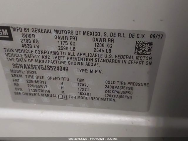 Photo 8 VIN: 3GNAXSEV5JS524049 - CHEVROLET EQUINOX 