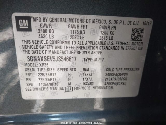 Photo 8 VIN: 3GNAXSEV5JS546617 - CHEVROLET EQUINOX 