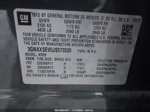 Photo 8 VIN: 3GNAXSEV5JS573526 - CHEVROLET EQUINOX 