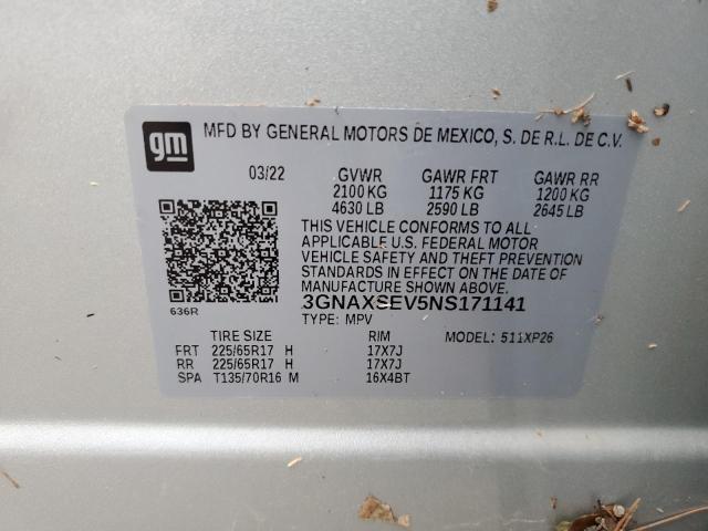 Photo 11 VIN: 3GNAXSEV5NS171141 - CHEVROLET EQUINOX LS 