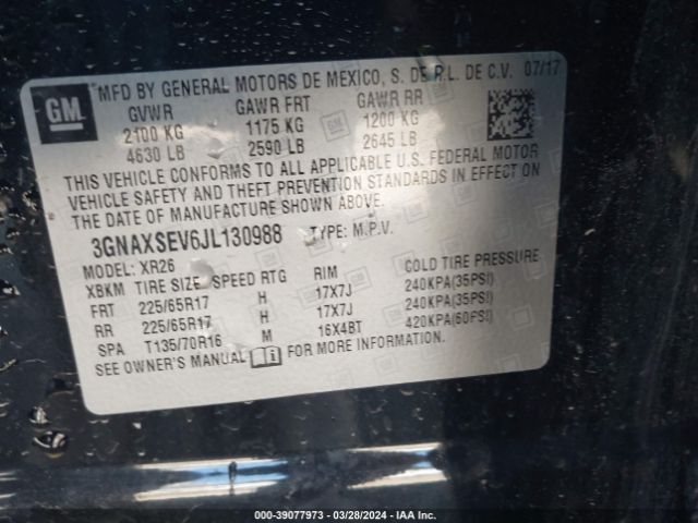 Photo 8 VIN: 3GNAXSEV6JL130988 - CHEVROLET EQUINOX 