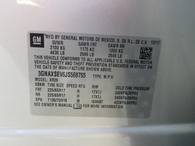 Photo 9 VIN: 3GNAXSEV6JS568755 - CHEVROLET EQUINOX LT 