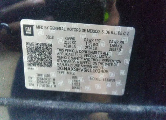 Photo 8 VIN: 3GNAXSEV6KL103405 - CHEVROLET EQUINOX 