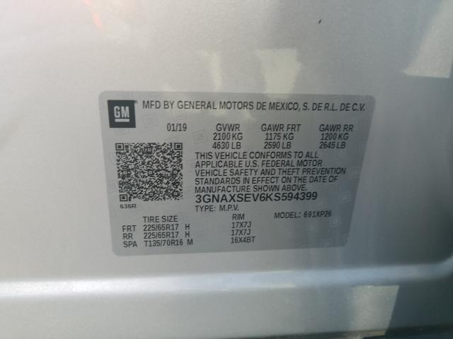 Photo 9 VIN: 3GNAXSEV6KS594399 - CHEVROLET EQUINOX LS 