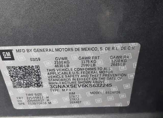 Photo 8 VIN: 3GNAXSEV6KS632245 - CHEVROLET EQUINOX 