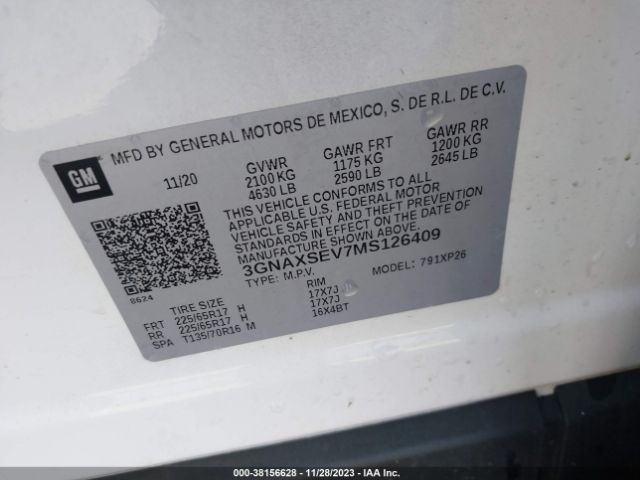 Photo 8 VIN: 3GNAXSEV7MS126409 - CHEVROLET EQUINOX 