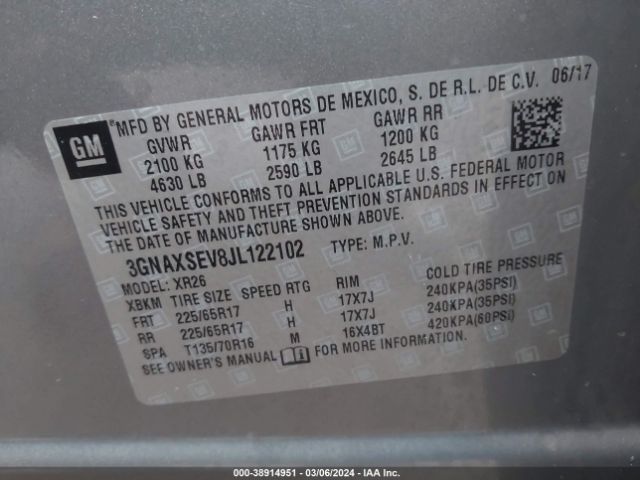 Photo 8 VIN: 3GNAXSEV8JL122102 - CHEVROLET EQUINOX 