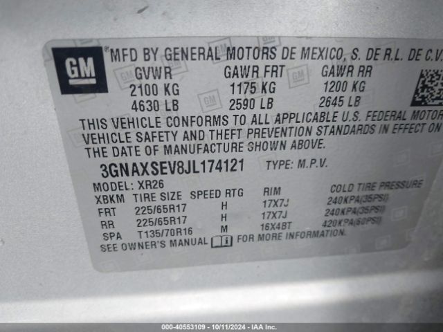 Photo 8 VIN: 3GNAXSEV8JL174121 - CHEVROLET EQUINOX 