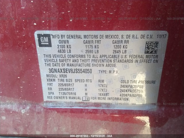 Photo 8 VIN: 3GNAXSEV8JS554050 - CHEVROLET EQUINOX 