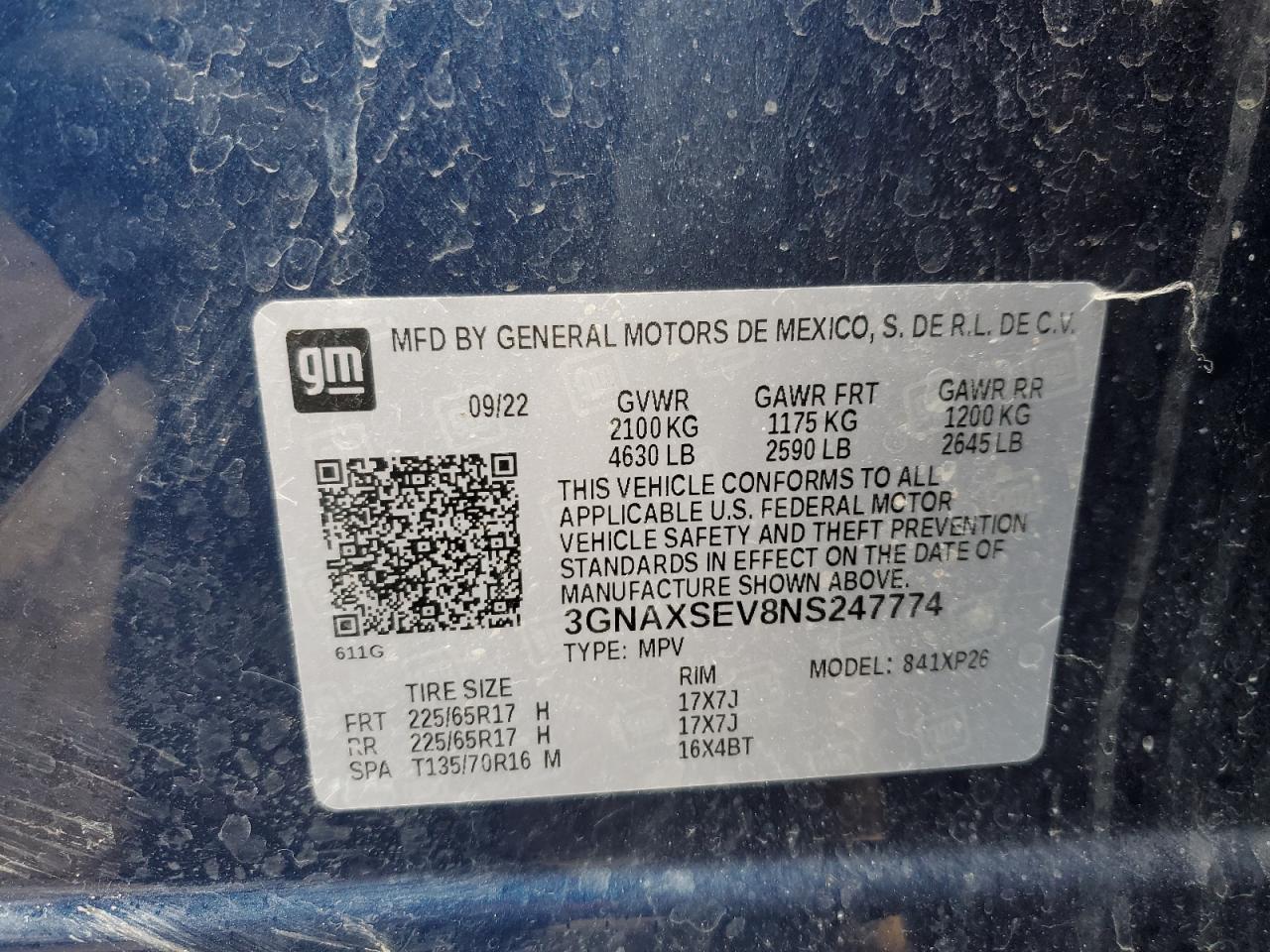 Photo 11 VIN: 3GNAXSEV8NS247774 - CHEVROLET EQUINOX 