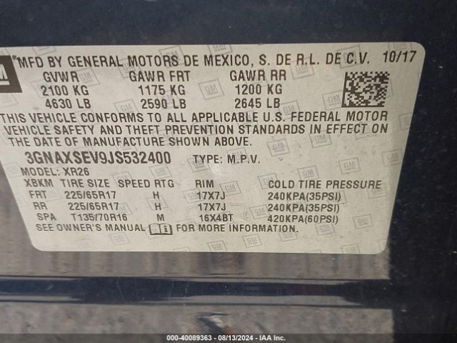 Photo 8 VIN: 3GNAXSEV9JS532400 - CHEVROLET EQUINOX 