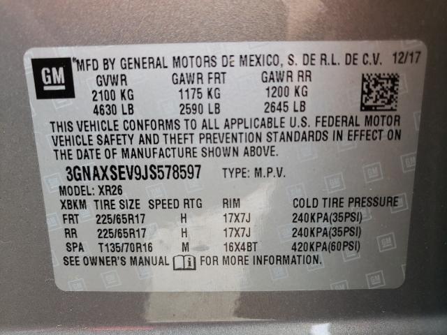 Photo 9 VIN: 3GNAXSEV9JS578597 - CHEVROLET EQUINOX LT 