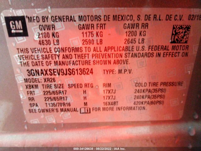 Photo 8 VIN: 3GNAXSEV9JS613624 - CHEVROLET EQUINOX 