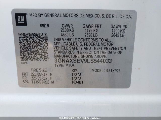 Photo 8 VIN: 3GNAXSEV9LS544033 - CHEVROLET EQUINOX 