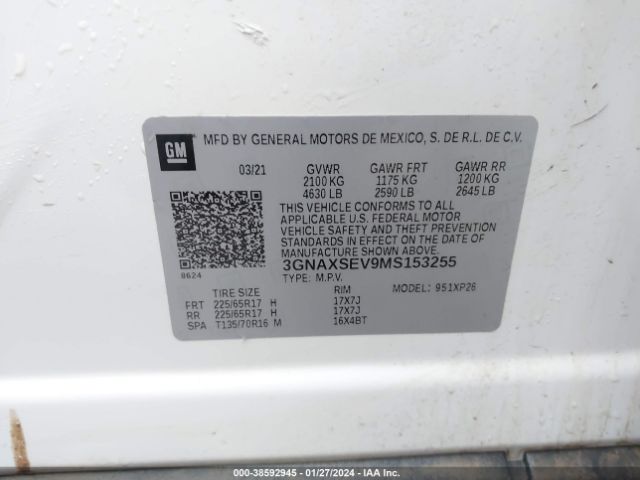 Photo 8 VIN: 3GNAXSEV9MS153255 - CHEVROLET EQUINOX 