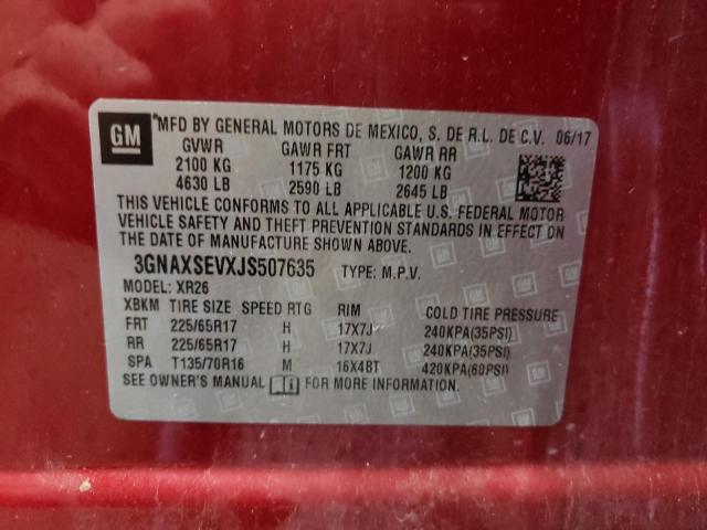 Photo 9 VIN: 3GNAXSEVXJS507635 - CHEVROLET EQUINOX LT 