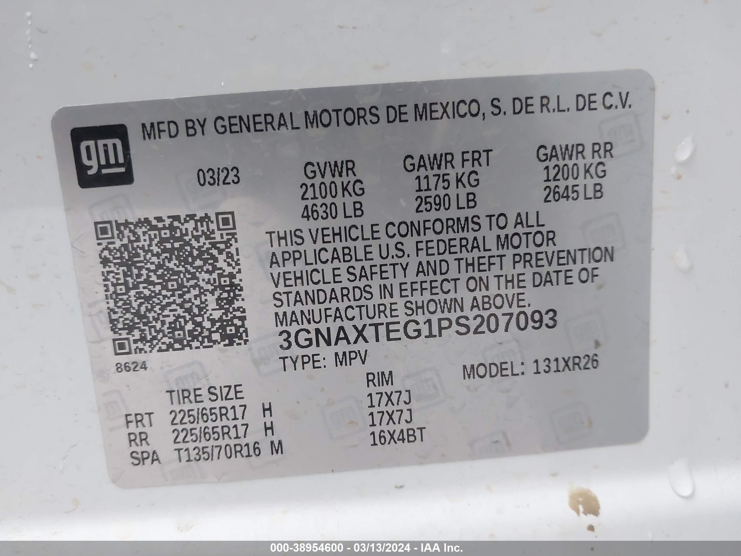 Photo 8 VIN: 3GNAXTEG1PS207093 - CHEVROLET EQUINOX 